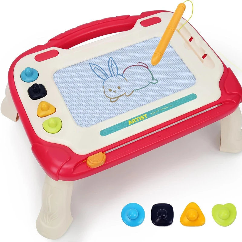 Magnetic ٍMagic Drawing Board Writing Table With 4 Different Shapes Of Stamps